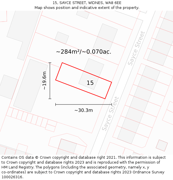 15, SAYCE STREET, WIDNES, WA8 6EE: Plot and title map