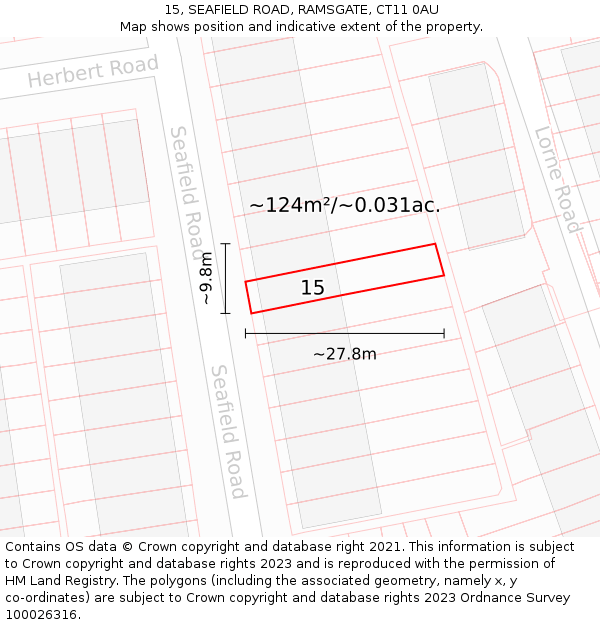 15, SEAFIELD ROAD, RAMSGATE, CT11 0AU: Plot and title map