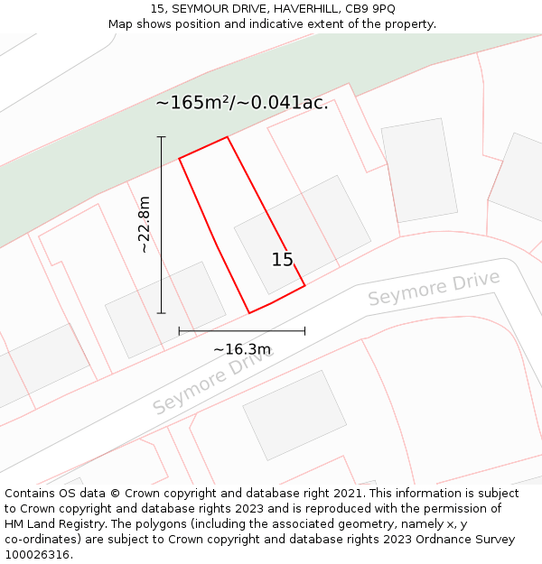 15, SEYMOUR DRIVE, HAVERHILL, CB9 9PQ: Plot and title map