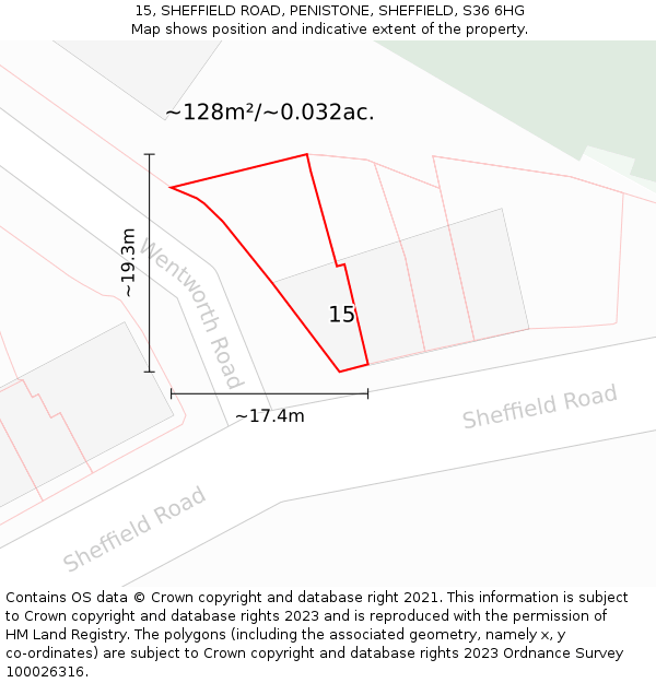 15, SHEFFIELD ROAD, PENISTONE, SHEFFIELD, S36 6HG: Plot and title map