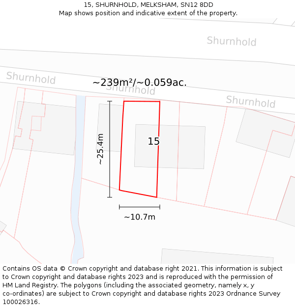 15, SHURNHOLD, MELKSHAM, SN12 8DD: Plot and title map