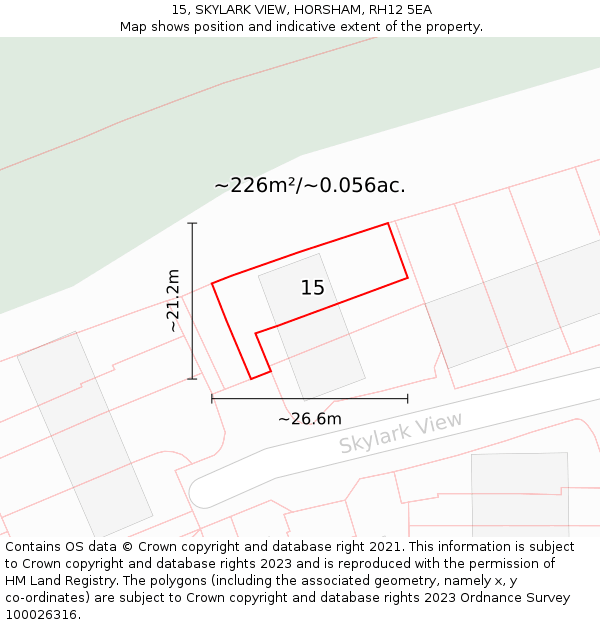 15, SKYLARK VIEW, HORSHAM, RH12 5EA: Plot and title map