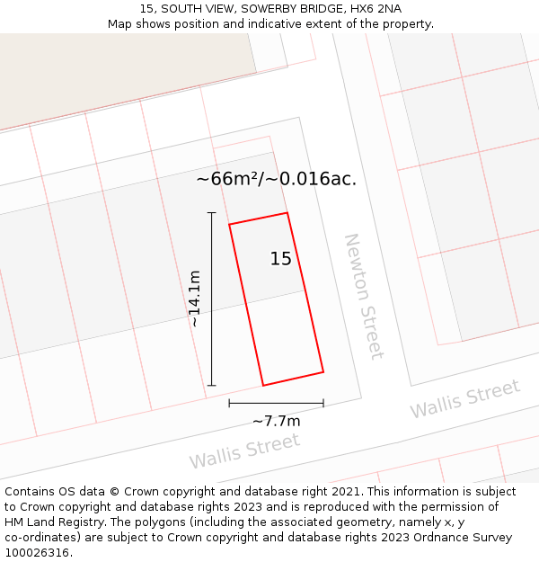 15, SOUTH VIEW, SOWERBY BRIDGE, HX6 2NA: Plot and title map
