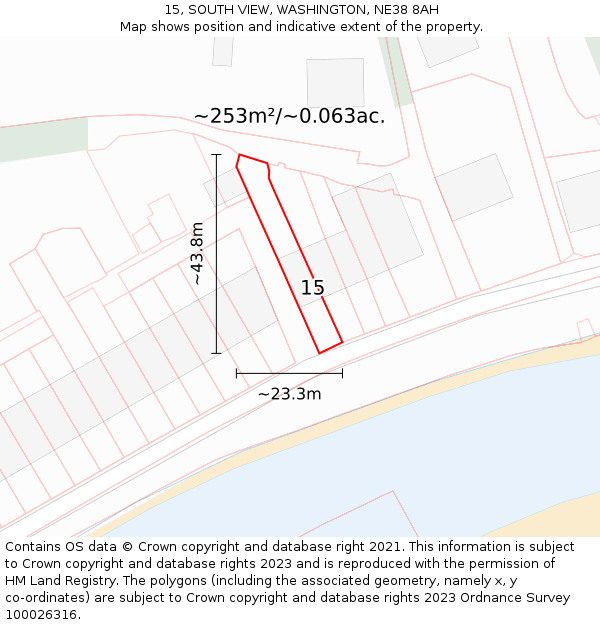 15, SOUTH VIEW, WASHINGTON, NE38 8AH: Plot and title map