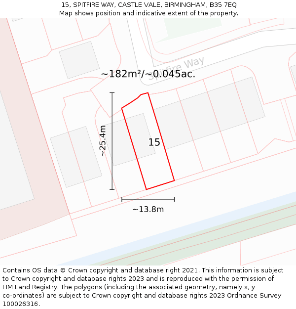 15, SPITFIRE WAY, CASTLE VALE, BIRMINGHAM, B35 7EQ: Plot and title map