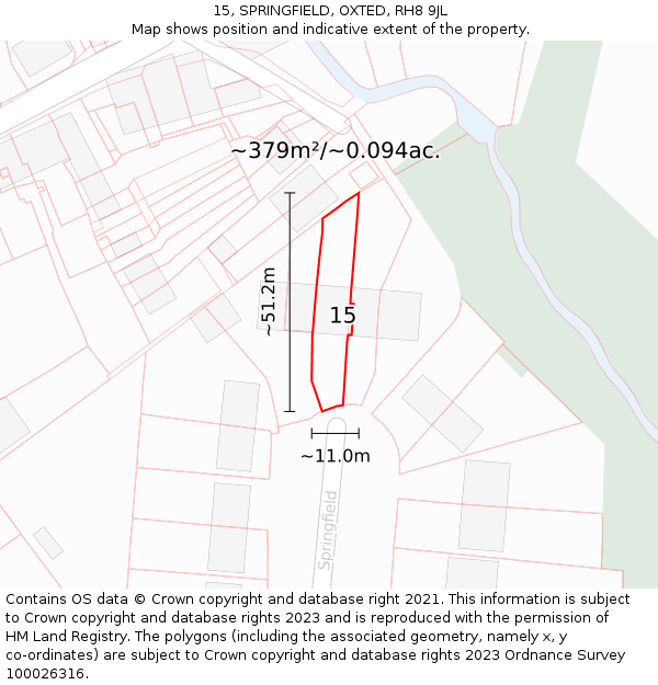 15, SPRINGFIELD, OXTED, RH8 9JL: Plot and title map