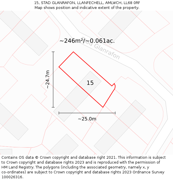 15, STAD GLANRAFON, LLANFECHELL, AMLWCH, LL68 0RF: Plot and title map