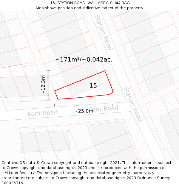 15, STATION ROAD, WALLASEY, CH44 3AG: Plot and title map