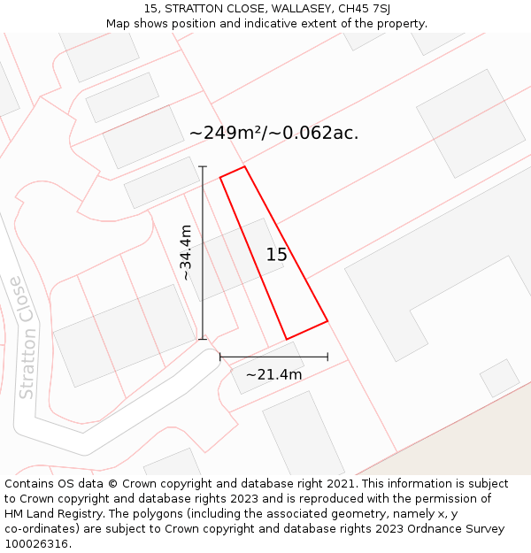 15, STRATTON CLOSE, WALLASEY, CH45 7SJ: Plot and title map