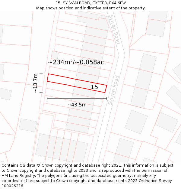 15, SYLVAN ROAD, EXETER, EX4 6EW: Plot and title map
