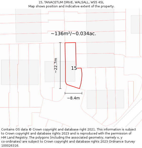 15, TANACETUM DRIVE, WALSALL, WS5 4SL: Plot and title map