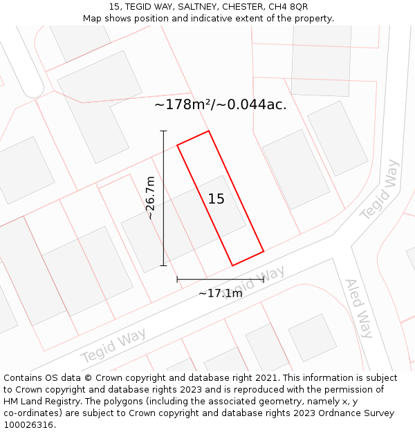 15, TEGID WAY, SALTNEY, CHESTER, CH4 8QR: Plot and title map