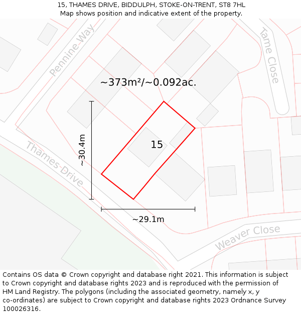 15, THAMES DRIVE, BIDDULPH, STOKE-ON-TRENT, ST8 7HL: Plot and title map