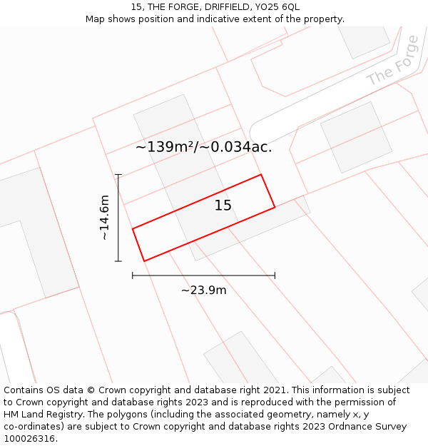 15, THE FORGE, DRIFFIELD, YO25 6QL: Plot and title map