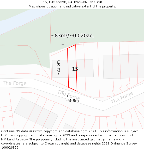 15, THE FORGE, HALESOWEN, B63 2YP: Plot and title map
