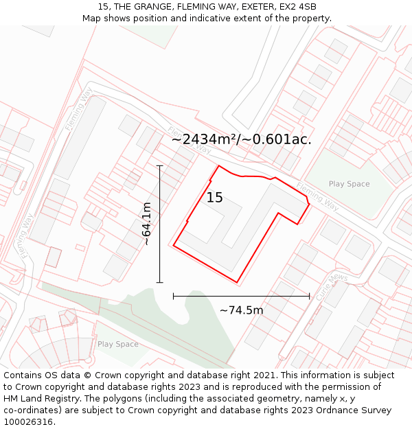 15, THE GRANGE, FLEMING WAY, EXETER, EX2 4SB: Plot and title map
