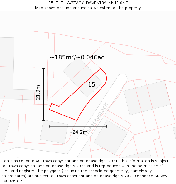 15, THE HAYSTACK, DAVENTRY, NN11 0NZ: Plot and title map