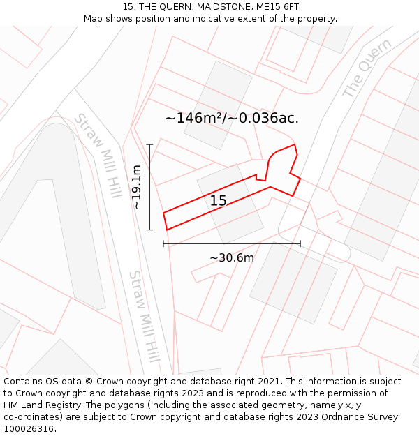15, THE QUERN, MAIDSTONE, ME15 6FT: Plot and title map