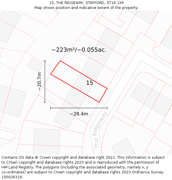 15, THE RIDGEWAY, STAFFORD, ST16 1XP: Plot and title map