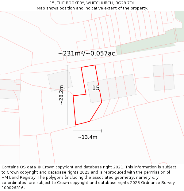 15, THE ROOKERY, WHITCHURCH, RG28 7DL: Plot and title map
