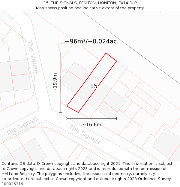 15, THE SIGNALS, FENITON, HONITON, EX14 3UP: Plot and title map