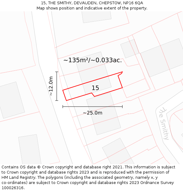 15, THE SMITHY, DEVAUDEN, CHEPSTOW, NP16 6QA: Plot and title map