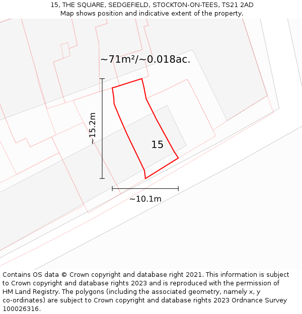 15, THE SQUARE, SEDGEFIELD, STOCKTON-ON-TEES, TS21 2AD: Plot and title map