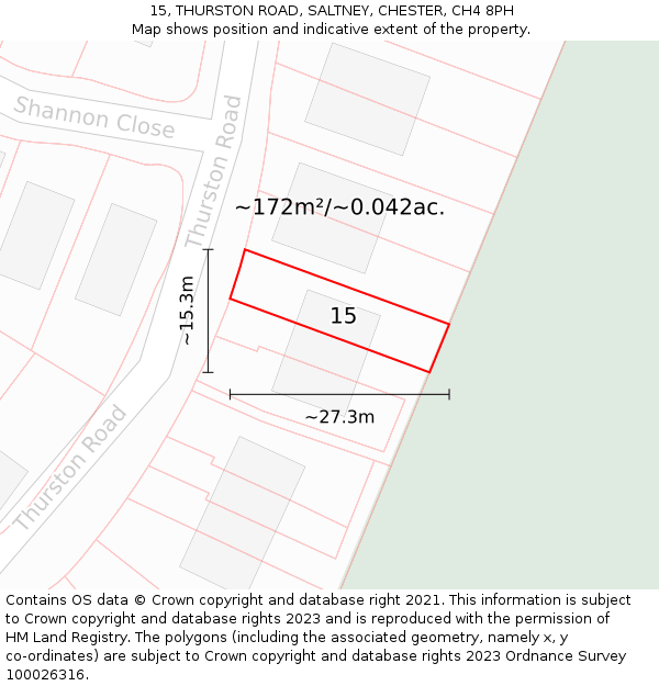 15, THURSTON ROAD, SALTNEY, CHESTER, CH4 8PH: Plot and title map