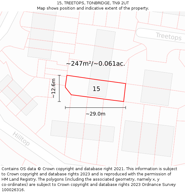 15, TREETOPS, TONBRIDGE, TN9 2UT: Plot and title map