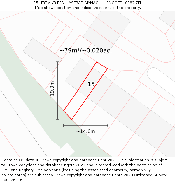 15, TREM YR EFAIL, YSTRAD MYNACH, HENGOED, CF82 7FL: Plot and title map