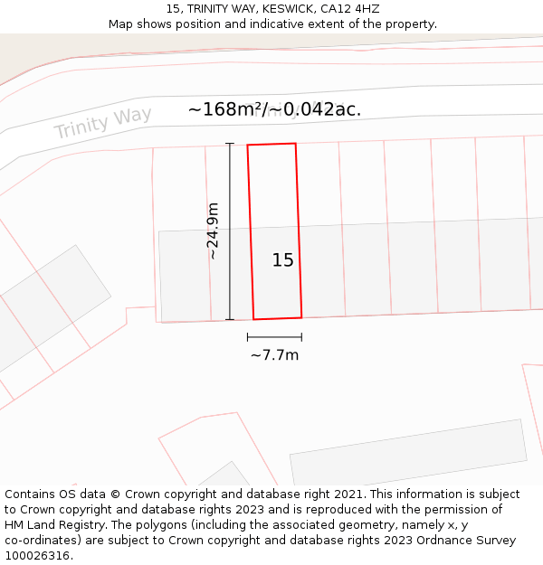 15, TRINITY WAY, KESWICK, CA12 4HZ: Plot and title map