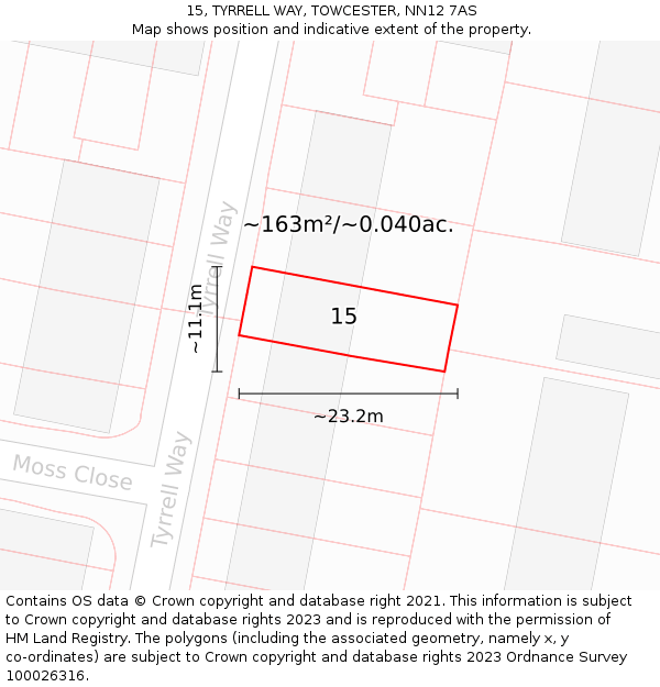 15, TYRRELL WAY, TOWCESTER, NN12 7AS: Plot and title map