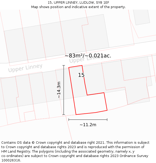 15, UPPER LINNEY, LUDLOW, SY8 1EF: Plot and title map