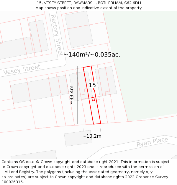 15, VESEY STREET, RAWMARSH, ROTHERHAM, S62 6DH: Plot and title map