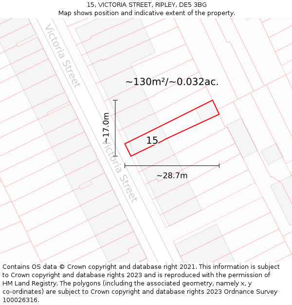 15, VICTORIA STREET, RIPLEY, DE5 3BG: Plot and title map