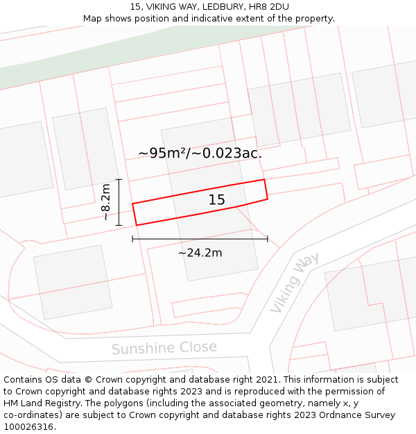15, VIKING WAY, LEDBURY, HR8 2DU: Plot and title map