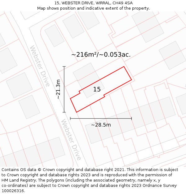 15, WEBSTER DRIVE, WIRRAL, CH49 4SA: Plot and title map