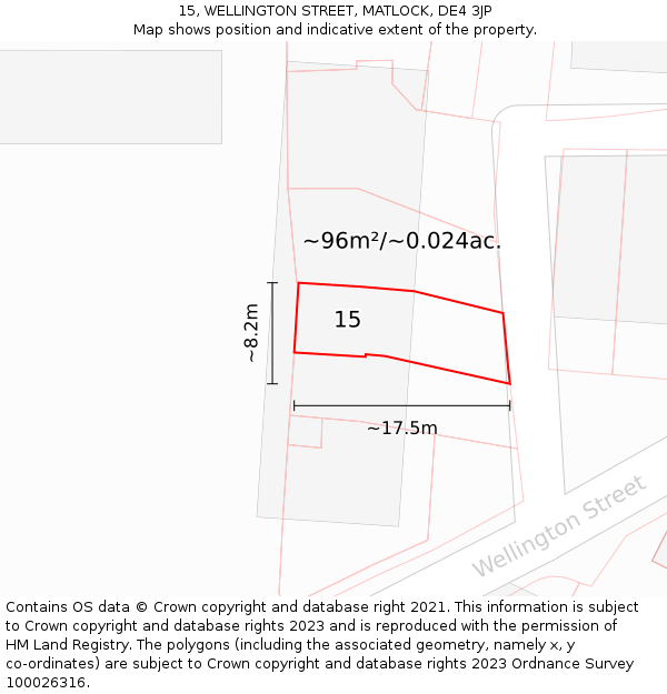 15, WELLINGTON STREET, MATLOCK, DE4 3JP: Plot and title map