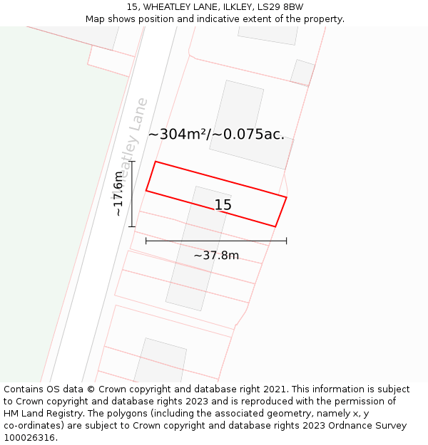 15, WHEATLEY LANE, ILKLEY, LS29 8BW: Plot and title map