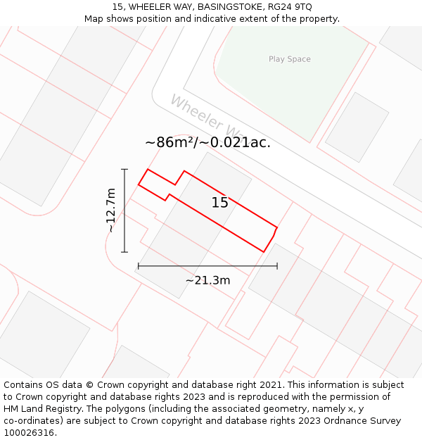 15, WHEELER WAY, BASINGSTOKE, RG24 9TQ: Plot and title map