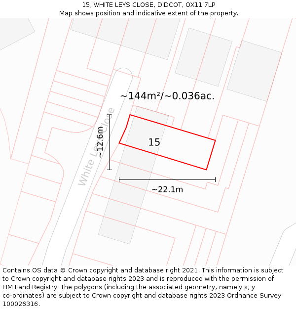 15, WHITE LEYS CLOSE, DIDCOT, OX11 7LP: Plot and title map
