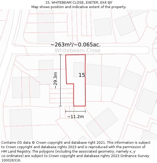 15, WHITEBEAM CLOSE, EXETER, EX4 9JY: Plot and title map
