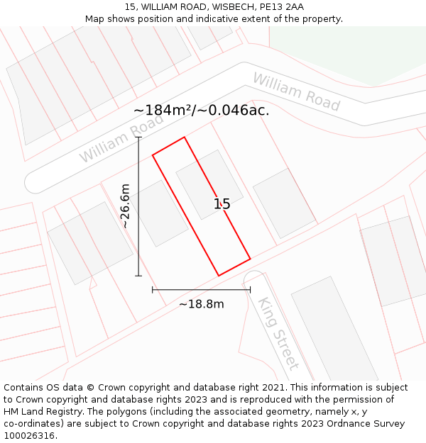 15, WILLIAM ROAD, WISBECH, PE13 2AA: Plot and title map