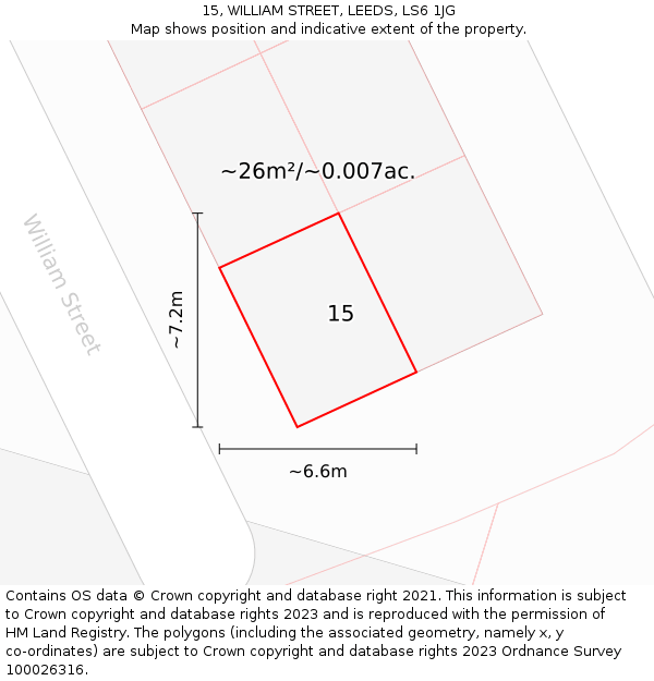 15, WILLIAM STREET, LEEDS, LS6 1JG: Plot and title map