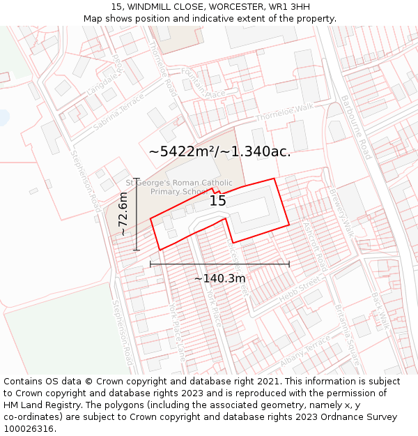 15, WINDMILL CLOSE, WORCESTER, WR1 3HH: Plot and title map