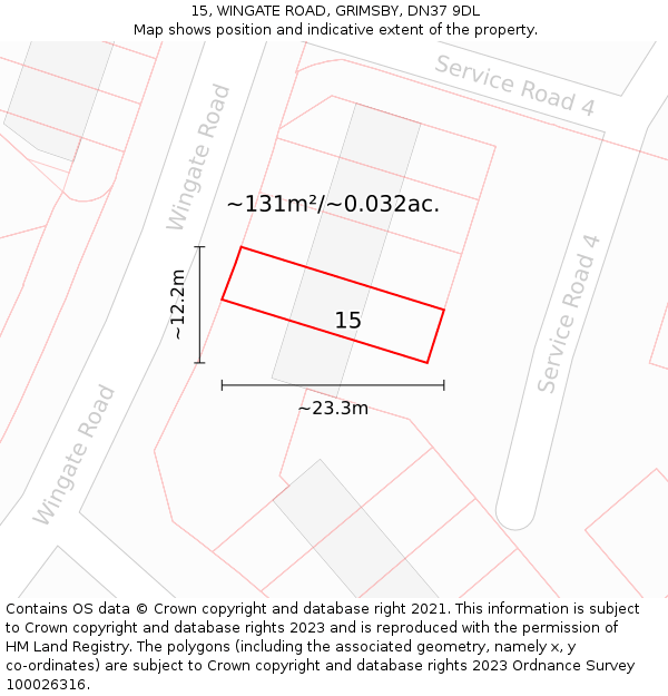 15, WINGATE ROAD, GRIMSBY, DN37 9DL: Plot and title map
