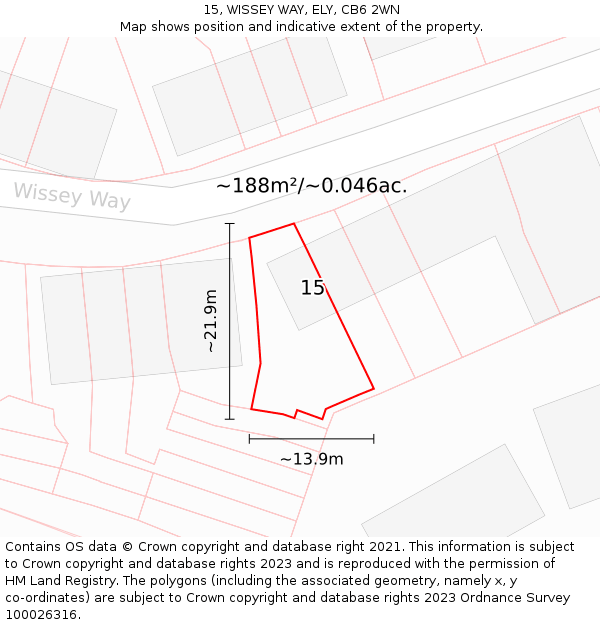15, WISSEY WAY, ELY, CB6 2WN: Plot and title map
