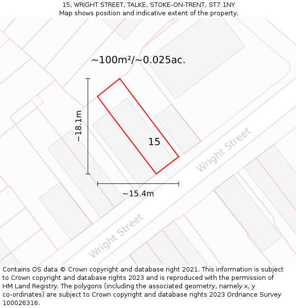 15, WRIGHT STREET, TALKE, STOKE-ON-TRENT, ST7 1NY: Plot and title map