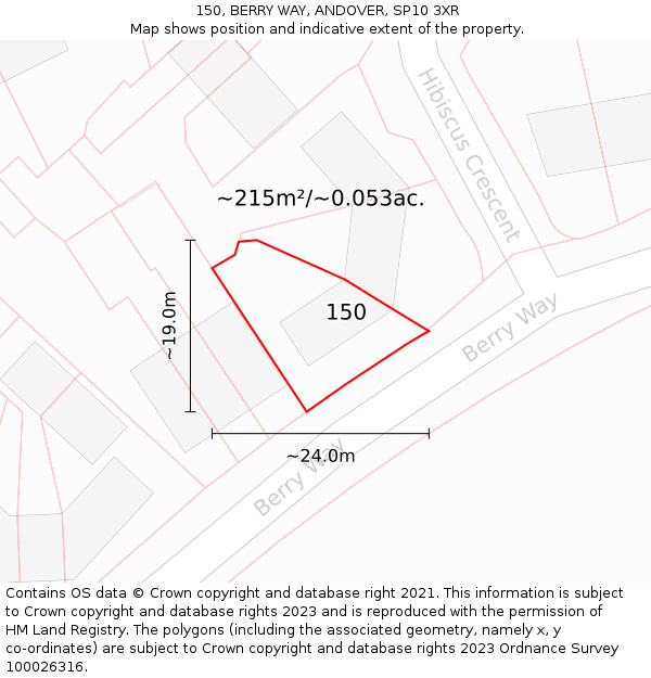 150, BERRY WAY, ANDOVER, SP10 3XR: Plot and title map