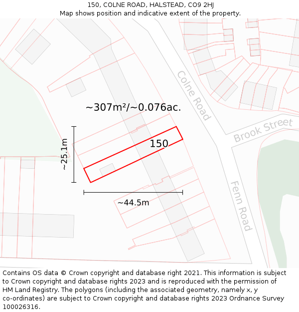 150, COLNE ROAD, HALSTEAD, CO9 2HJ: Plot and title map